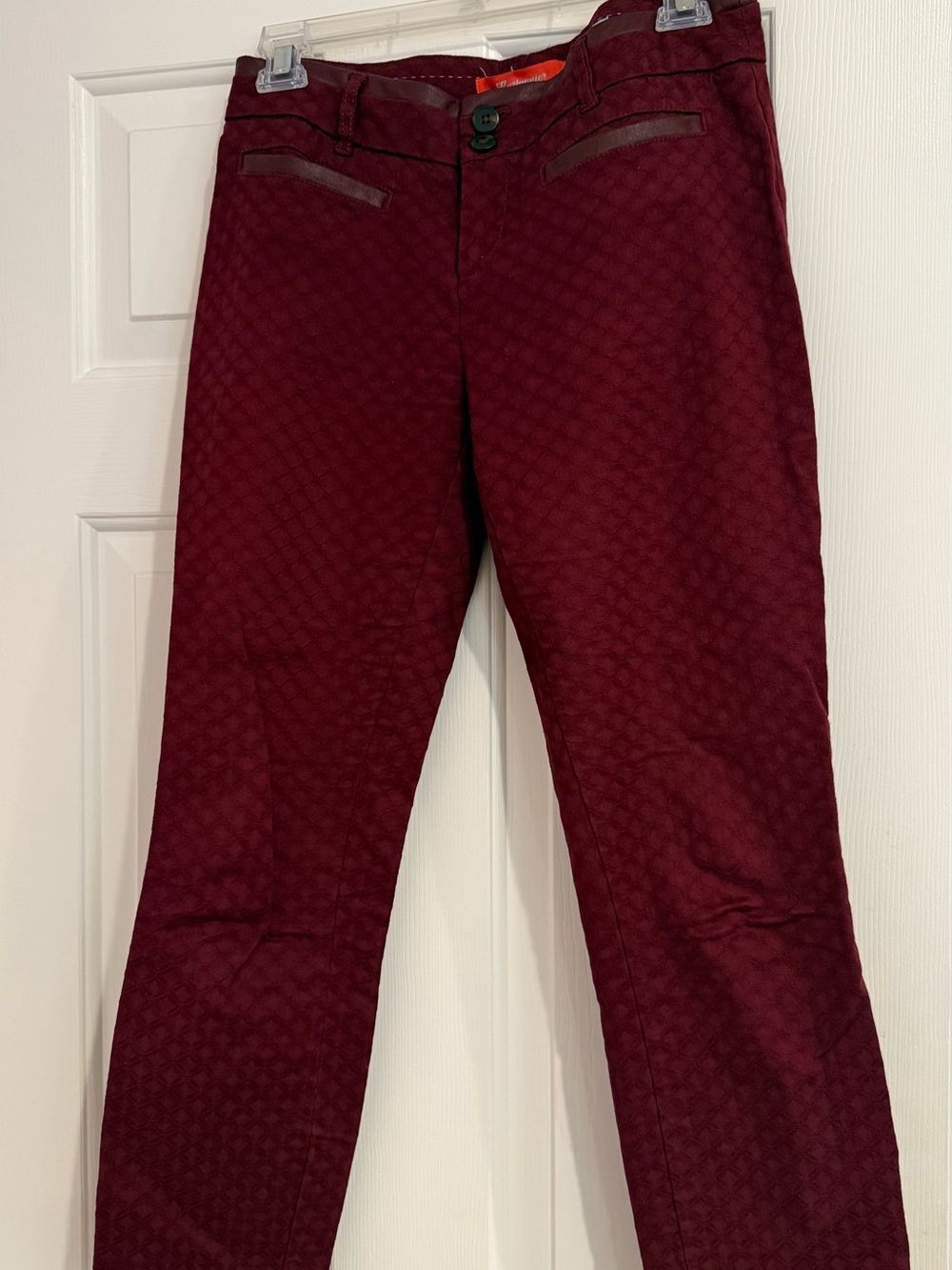 Women's Slim Fit Burgundy Patterned Pants